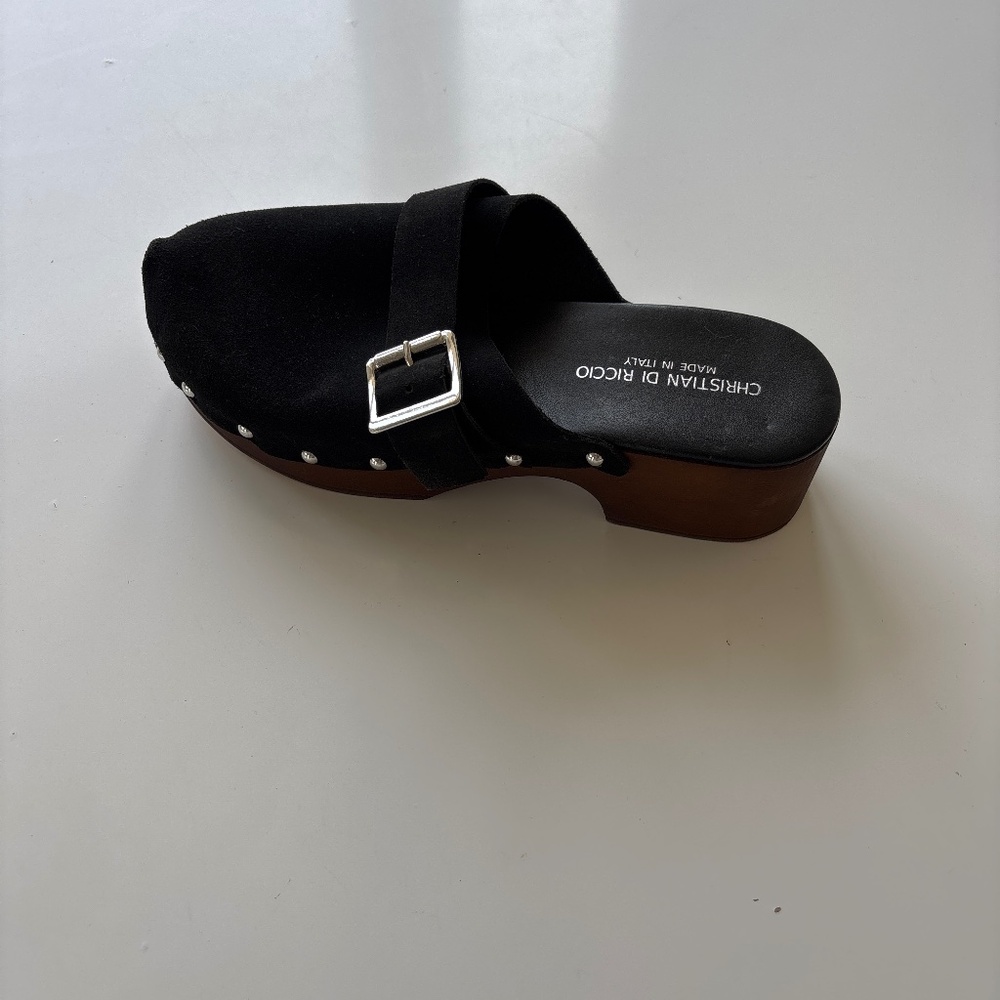 Christian Di Riccio leather black wooden clogs women’s size 37